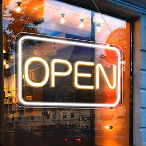 lot 1172 image: Open Signs for Business, COB Chip LED Neon Open Sign, 16x 9 Bright Electric Light Up Open Signs with ONOFF Switch for Bars, Stores, Coffee Shop, Hotel, Window, Outdoor etc.