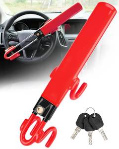 lot 1185 image: Tevlaphee Steering Wheel Lock Anti-Theft Car Device Heavy Duty Security Car Lock Antitheft Locking Devices Great Deterrent Adjustable Car Wheel Lock Anti Theft for Vehicle Truck SUV with 3 Keys (Red)