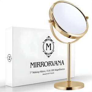 lot 1192 image: MIRRORVANA 10X  1X Magnifying Makeup Mirror on Stand, 7 x 14 (Gold)