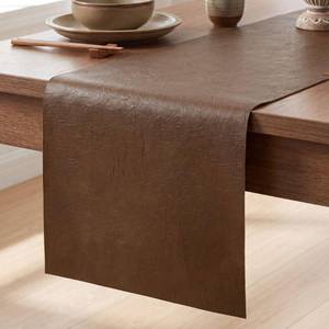 lot 2021 image: Artoid Mode Brown Double Sided Vinyl Faux Leather Table Runner, Seasonal Waterproof Wipeable Heat Resistant Kitchen Dining Table Decoration for Home Party Decor 12x72 Inch