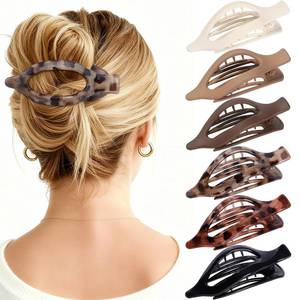 lot 2024 image: Flat Hair Clips for Women - 6 PCS French Flat Claw Clips Medium Hair Clips for Girls Large Hair Claw Clips for Thick or Thin Hair Strong Hold No Slip Hair Accessories for women (Transparent)