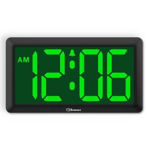 lot 2030 image: Soobest 9.5 Inch Digital Wall Clock Battery Operated, LED Large Display