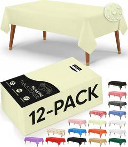lot 2038 image: Utopia Kitchen Plastic Table Cloth Disposable Ivory, 12 Pack