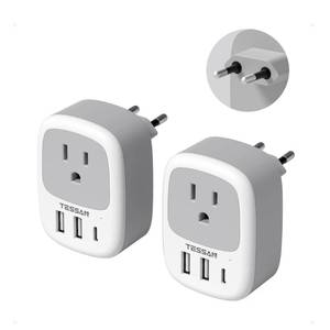 lot 2043 image: TESSAN 2 Pack European Travel Plug Adapter, US to Europe Plug Adapter