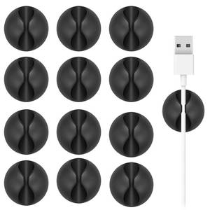 lot 2045 image: Cord Holder Cable Clips, 12PCS Black Self-Adhesive Wire Management Keeper Cord Organizer Charger Holder for Desktop USB Charging Cable Nightstand Power Cord Mouse Cable Wire PC Office Home (Black)