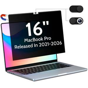 lot 2046 image: Peslv Magnetic Privacy Screen for MacBook Pro 16 Inch (2021-2026, M1, M2, M3, M4, M5), 16inch Removable Matte Anti Blue Light Glare Private Filter Protector for Mac Pro 16.2 Laptop