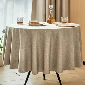lot 2059 image: Mebakuk Round Table Cloth Linen Farmhouse Tablecloth Waterproof Anti-Shrink Soft and Wrinkle Resistant Decorative Fabric Table Cover for Kitchen (Mocha, 70 Round (2-4 Seats))
