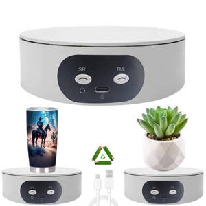 lot 2066 image: JAYEGT Motorized Rotating Display Stand ,5.2 inch 11Lbs Load , Spinning Display Stand for Epoxy Glitter Tumbler, Jewelry,Watch,Tumbler ,360 Degree Turntable for Photography Product, Online show-White