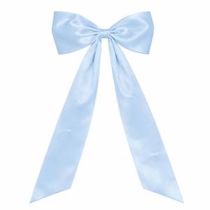 lot 2071 image: YonJeeky Giant Satin Bow for Room Decor, 18 x 46 in Pre-Tied Bow with Internal Support, Wall Decoration for Weddings and Holiday Parties (Blue)