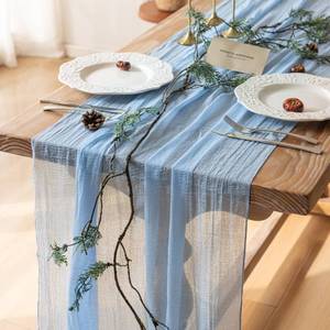 lot 2083 image: Light Blue Cheesecloth Table Runner 120 Inches for Party Home Decorations