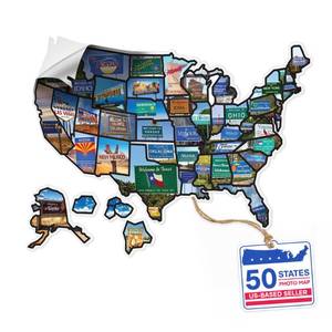lot 2094 image: RV State Sticker Travel Map - XL 21x15in 3M Vinyl USA Decals for Camper