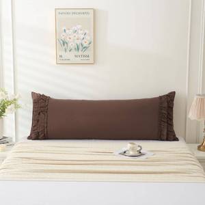 lot 2105 image: Herside Chocolate Body Pillow Cover,Ruffle Pillow Sham,20x54 inches Body Pillow Case,French Country Vintage Ruffled Long Pillow Cover,Cute Bow Pillowcase 1 Pack Ultra Soft Washed Microfiber