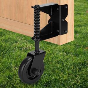 lot 2108 image: BOODVON Heavy Duty Gate Wheel, Gate Casters for Outdoor Wooden Gates or Fence Gates, Spring Loaded Gate Wheel Caster for Uneven Floors, Gate Wheels with 360° Swivel, Left, Black
