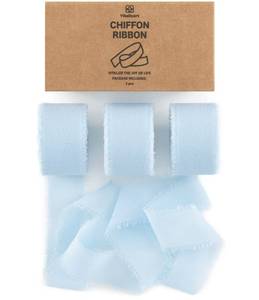 lot 2124 image: Vitalizart Baby Blue Chiffon Silk Ribbon 1 x 21 Yd Fringe Fabric Package (3 Rolls  7 Yd) for Wedding Invitations Bridal Bouquets Decorations Gifts Wrapping & Bow Making