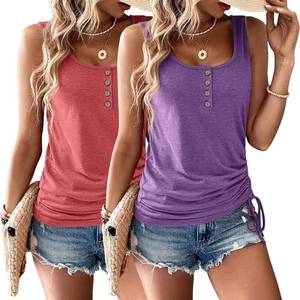 lot 2131 image: Tank Tops for Women Sleeveless Women Tank Tops Loose Henley Shirts one pack L