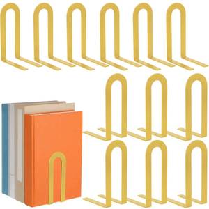 lot 2481 image: Chunful 12 Pcs Gold Modern Metal Book Ends for Shelves Decorative Small Bookends Book Shelf Organizer Minimalist Design Stopper to Hold Books for Office (Round)