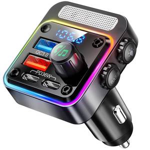 lot 2487 image: Nulaxy 54W Bluetooth 5.3 Car Adapter, FM Transmitter 4-Port Fast Charging