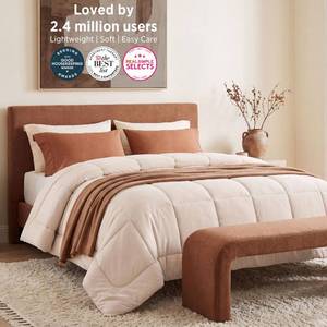lot 3854 image: Bedsure Comforter Duvet Insert - Quilted Comforters Queen Size, All Season Duvet, GentleSoft Down Alternative Bedding Blanket, with 8 Tabs, Gifts for WomenMen, Beige, Queen 88 x 88 Inches