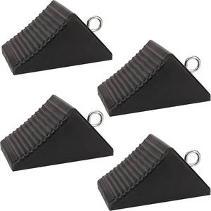 lot 3860 image: AFA Tooling 4T Rubber Wheel Chocks, 4 Pack, Two Pairs & Tie-Off Eyebolts