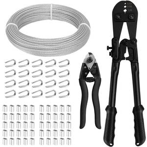 lot 3861 image: TooTaci 18 Wire Rope Kit, 100ft 304 Stainless Steel Cable, Crimping Tool