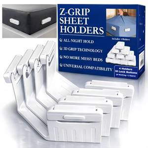 lot 3863 image: The Original Patented Fitted Sheet Holders - 4 Bed Sheet Grippers 10 Sheet Locks (8  2 Spares) Bed Sheet Holders For Corners, Clips, No Metal Corner Sheet Grippers Easily Say Goodbye To Loose Sheets