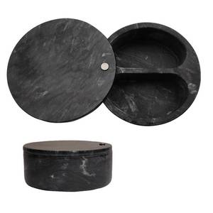 lot 3869 image: Ritadeshop Salt and Pepper BowlDual Compartment Cellar with Swivel Top for Salt, Spice and Herbs Storage (Black)