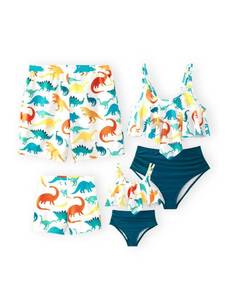 lot 4070 image: PATPAT Family Dinosaur Swimsuits Matching Set Matching Mom and Son Bathing Suit Hawaiian Tropical Dinosaur Print Beach Vacation Dad and Son Matching Swim Trunks for Boys 8-9 Years