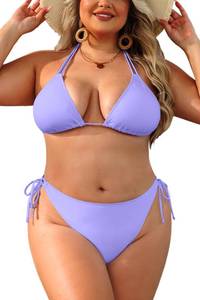 lot 4102 image: Daci Plus Size Triangle Bikini Set Two Piece Double Straps Halter Swimsuit size 12w
