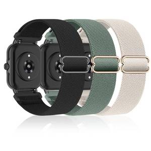 lot 4104 image: Bolesi 3 Pack Stretchy Nylon Watch Band Compatible with Amazfit Bip 6Bip 5Active MaxBip MaxBalance 2Balance,22MM Soft Replacement Sports Strap for Amazfit GTR 43Cheetah 2 Ultra Women Men
