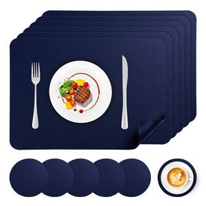 lot 4112 image: APLKER Faux Leather Placemats Set of 6 Waterproof Table Mats with Coaster