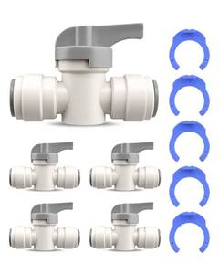lot 4113 image: Urnqowuy 5 Pack Acetal Copolymer 12 Tube OD Tube Fitting With Rotary Switch Fit for RO Water Filter System, Hand Shut Off Valve