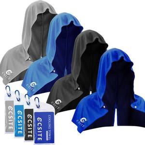 lot 4124 image: CSITE 4 Pack Cooling Hoodie Towels, Instant Cooling Towels for Neck and Face, UPF 50 Sun Protection, Ice Towel for Hot Weather, Head Towel for Sports, Camping, Cycling & More Activities
