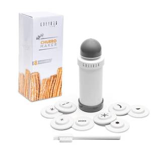lot 4145 image: GOLIBER Churro Maker Machine - 8 Different Nozzle for Churros Maker Machine - Churreras Para Churros and Cheese Straw Press - Easy Handle Churro Piping Tip (Gray)