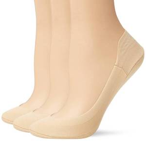 lot 4151 image: HUE womens Hidden Cotton Perfect Edge Liner With Gel Tab Socks, Cream - 3 Pair Pack, One Size US