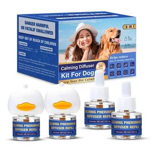 lot 4165 image: Dog Pheromone Calming Diffuser Relaxing Pheromone Diffuser for Dogs Relief Stress Anxiety Fighting Scratching Barking, Dog Calming Pheromone Diffuser Kit with 2 Plug in Diffuser4 Refill 48ml (6in1)