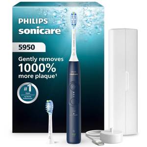lot 4170 image: Philips Sonicare 5950 Rechargeable Electric Toothbrush, 2 Brush Heads, Navy