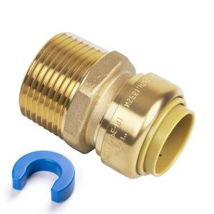 lot 4172 image: KAINGA 34 PTC to 1 NPT Male Reducing Adapter Push-Fit, Push to Connect Brass Plumbing Fitting for Copper, CPVC, PEX Pipes, With Upgraded Stiffener, Disconnect Clip Included, NSF & UPC Certified