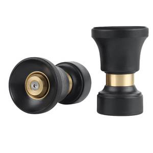 lot 4173 image: Hose Nozzle, Lichamp 2 Pack Heavy Duty Brass Fireman Style High Power Leak Proof Adjustable Garden Water Sprayer, Suitable for Car Wash, Patio Cleaning, Watering Lawn and Garden, Shower Pets (Black)