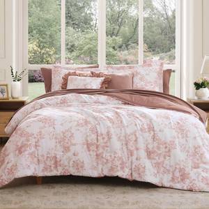 lot 5796 image: Bloomhaven Twin XL Comforter Set 5-Piece Rose Floral