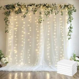 lot 5807 image: Xiomot Tulle Backdrop Curtain with Lights 30x10ft