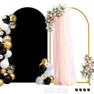 lot 5817 image: Chesjin Metal Arch Backdrop Stand with Cover, 7.2FT Gold