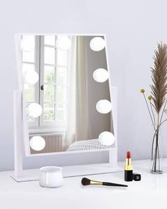 lot 5835 image: BWLLNI Lighted Makeup Mirror, White Vanity