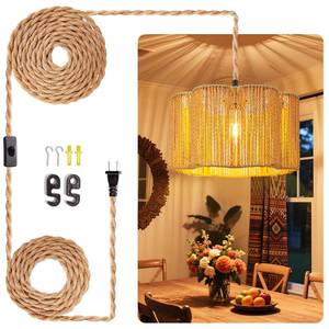 lot 5837 image: Maliralt Hand-Woven Rattan Plug-In Pendant Light