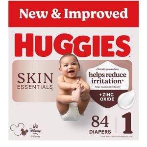 lot 5846 image: Huggies Skin Essentials Diapers Size 1, 84 Count