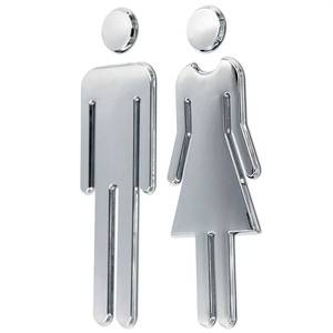 lot 6019 image: RJWKAZ Acrylic Bathroom Sign Set 7.8 Silver