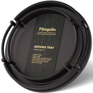 lot 6025 image: Fibogollo Bamboo Round Serving Trays Set of 2