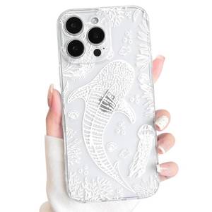 lot 6039 image: NITITOP iPhone 16 Pro Case Clear Sea Animal White Jellyfish