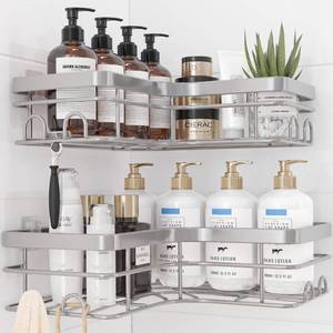 lot 6054 image: Sakugi Corner Shower Caddy �� 2 Pack, Stainless Steel