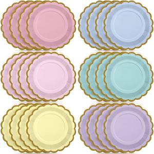 lot 6081 image: Tiangrid Pastel Paper Plates 9 Inch Scalloped 48 Pc