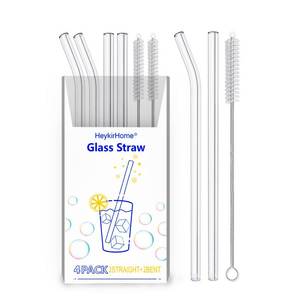 lot 6479 image: HeykirHome 4-Pack Reusable Glass Straws 8.5 with Brushes